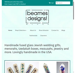 handmade fused glass judaica and jewelry - beames designs