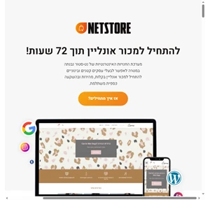 netstore - להתחיל למכור אונליין תוך 72 שעות חנות אינטרנטית רק ב-2 500