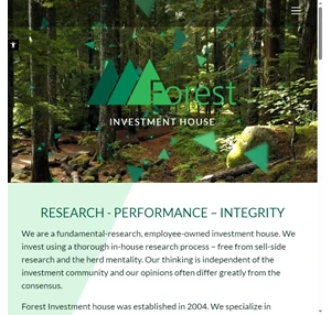 forest investment house research - performance integrity