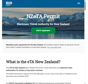 New Zealand Electronic Travel Authority NZeTAPermit.com