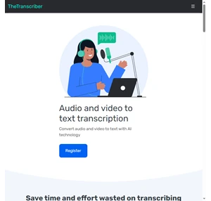 automatic transcription transcribe audio and video to text thetranscriber