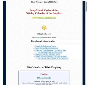 Bible Prophecy Calendar 360 day year